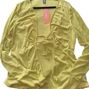 Green Tie Blouse. *This top is sheer*